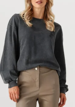 antraciet alix the label sweater ladies knitted acid washed sweater