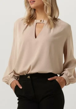 beige access blouses blouse with front v opening