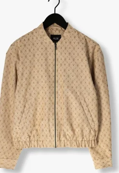 beige alix the label jack ladies woven logo jacket