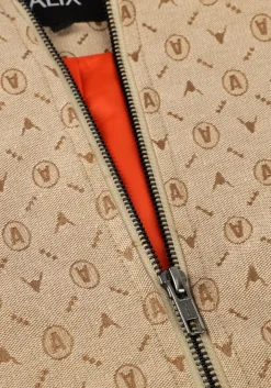 beige alix the label jack ladies woven logo jacket