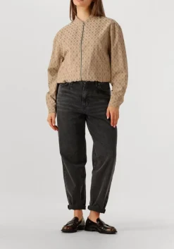 beige alix the label jack ladies woven logo jacket