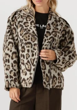 beige alix the label jack ladies woven jaquar biker jacket