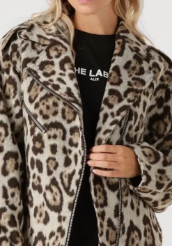 beige alix the label jack ladies woven jaquar biker jacket