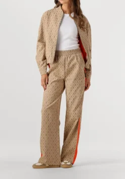 beige alix the label wijde broek ladies woven logo pants