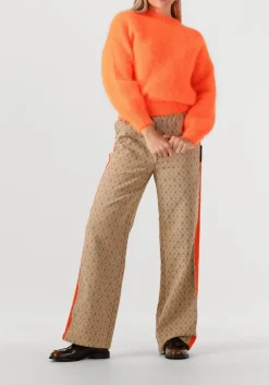 beige alix the label wijde broek ladies woven logo pants