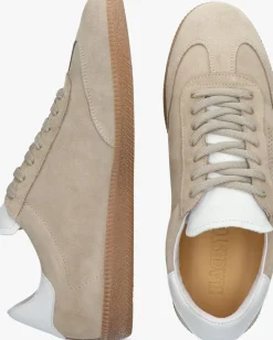 beige blackstone lage sneakers lime wren perf