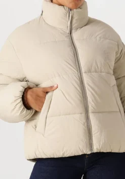 beige closed gewatteerde jas cropped puffer jacket