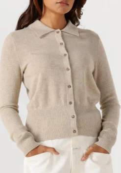 beige closed trui cardigan with collar
