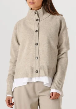 beige closed trui rollneck cardigan