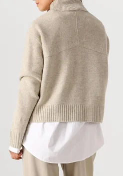 beige closed trui rollneck cardigan