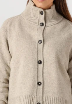 beige closed trui rollneck cardigan