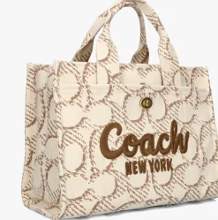 beige coach handtas maxi signature canvas cargo tote