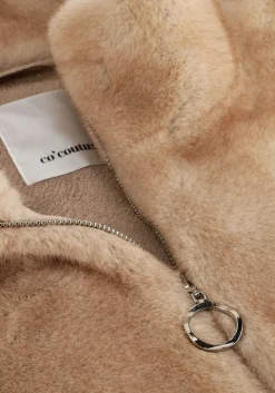 beige co'couture faux fur jas fera faux fur jacket