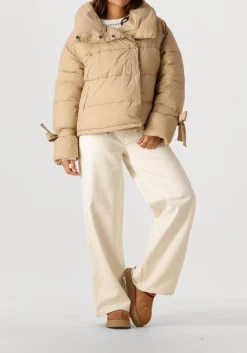 beige co'couture gewatteerde jas megan cropped puffer jacket