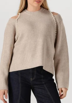 beige co'couture trui row rib pearl knit