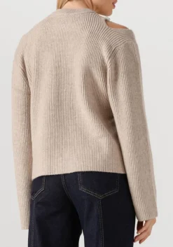 beige co'couture trui row rib pearl knit