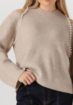beige co'couture trui row rib pearl knit
