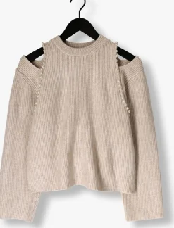 beige co'couture trui row rib pearl knit