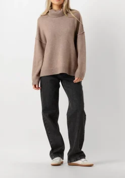 beige co'couture truien/vesten maja slit roll neck