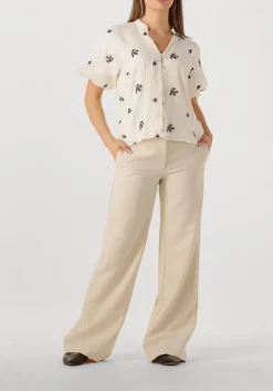 beige co'couture wijde broek vola long wide pant