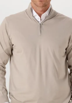 beige filippo de laurentiis trui mezza zip ml r.merino