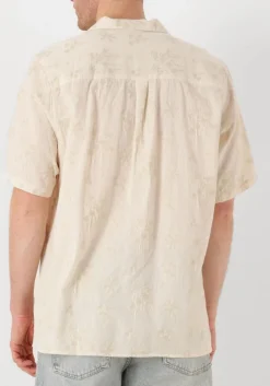 beige forét casual overhemd peer flower jacquard ss shirt