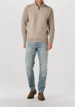 beige genti trui turtle zip