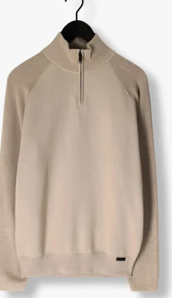 beige genti trui turtle zip