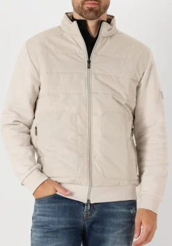 beige gentiluomo gewatteerde jas cardigan zip