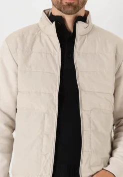 beige gentiluomo gewatteerde jas cardigan zip