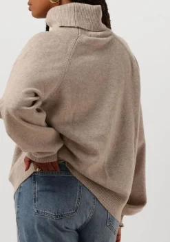 beige gestuz trui manzigz wool rollneck