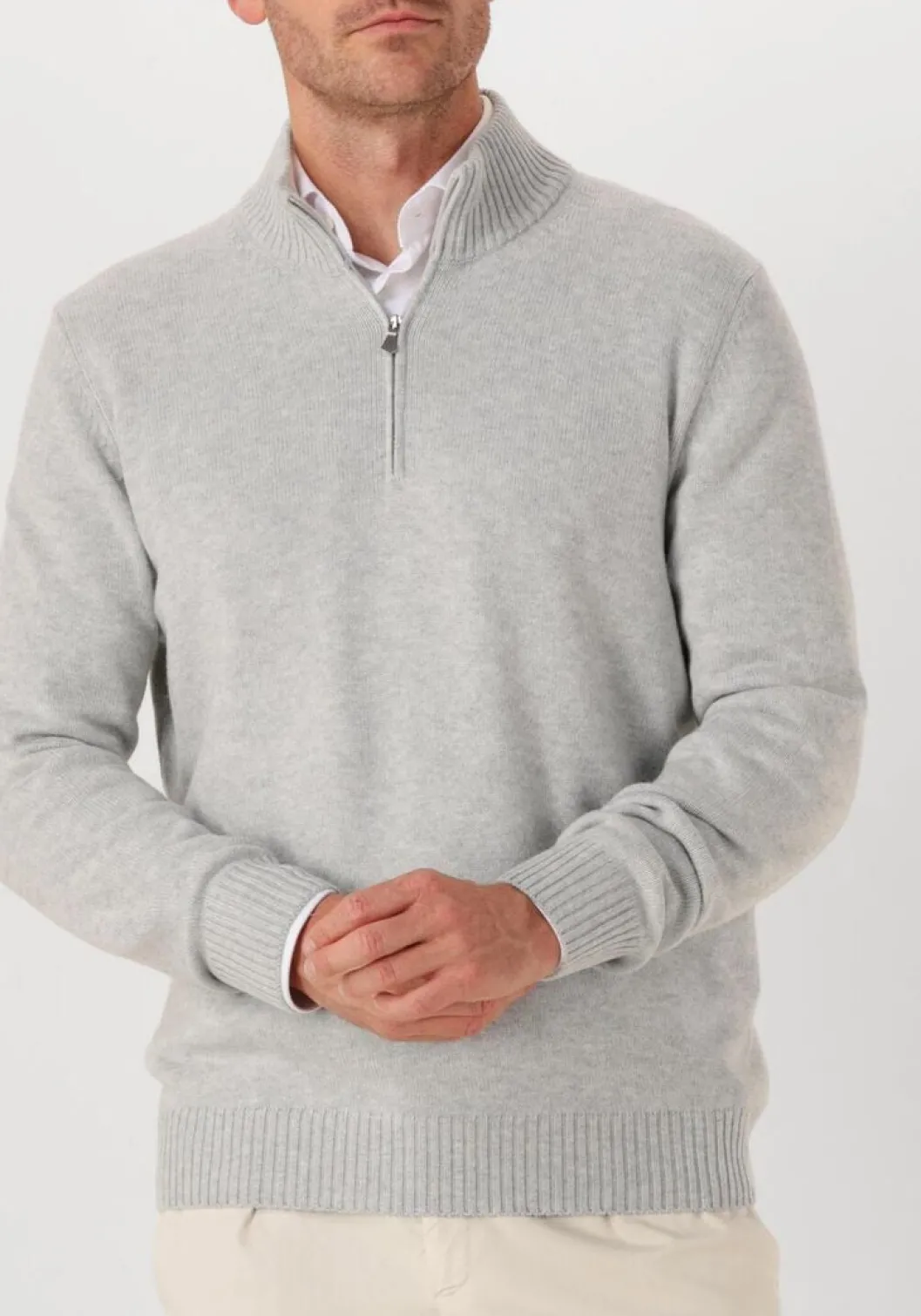 beige gran sasso trui mock zip