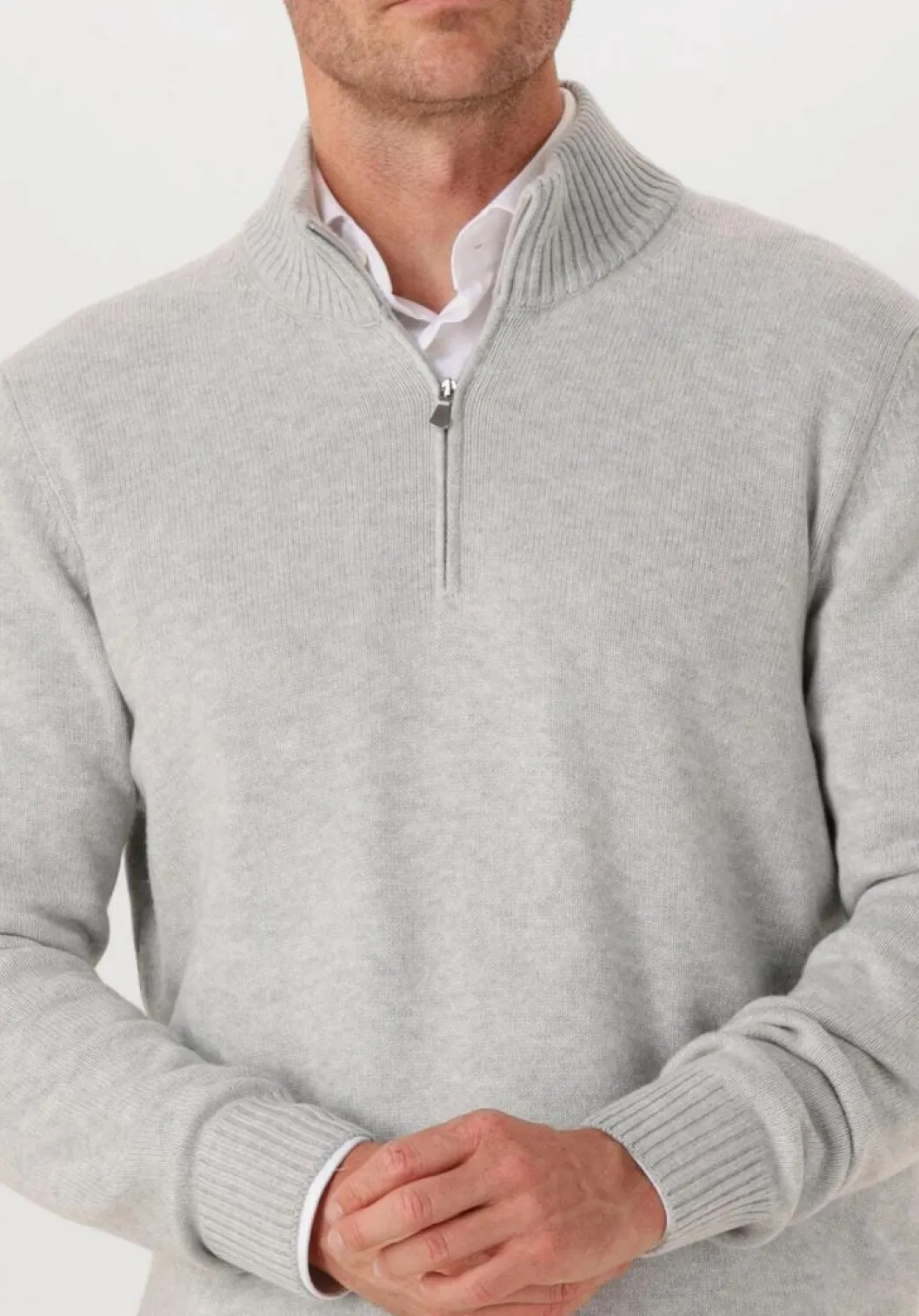 beige gran sasso trui mock zip