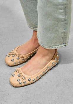 beige hogan ballerina's h684 ballerina borchie