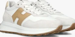 beige hogan lage sneakers h641 allacciato
