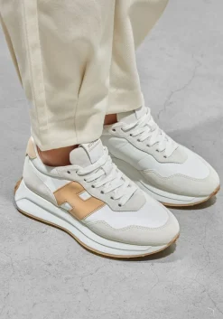 beige hogan lage sneakers h641 allacciato