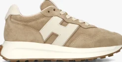 beige hogan lage sneakers h641 allacciato h patch