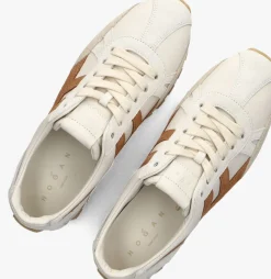 beige hogan lage sneakers h671 allacciato