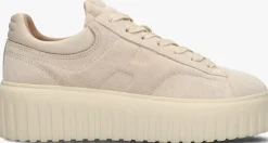 beige hogan lage sneakers h-stripes allacciato h