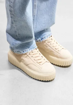 beige hogan lage sneakers h-stripes allacciato h