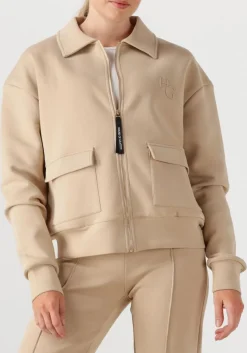 beige house of gravity vest tailored zip cardigan