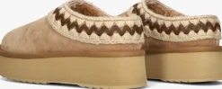 beige mou pantoffels platform clog suede leather st