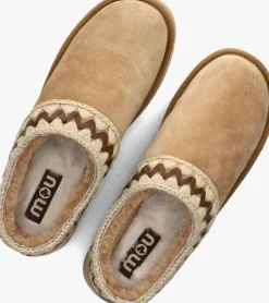 beige mou pantoffels platform clog suede leather st