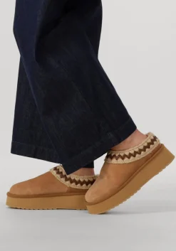 beige mou pantoffels platform clog suede leather st