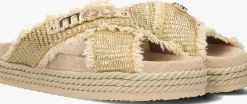 beige mou slippers criss-cross