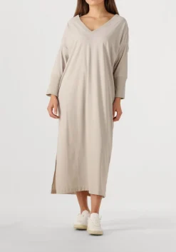 beige penn & ink midi jurk dress v