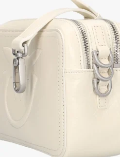 beige pinko schoudertas carrie camera bag