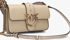 beige pinko schoudertas love one mini slouchy