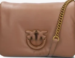 beige pinko schoudertas love click classic