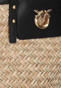 beige pinko shopper love summer basket raffia